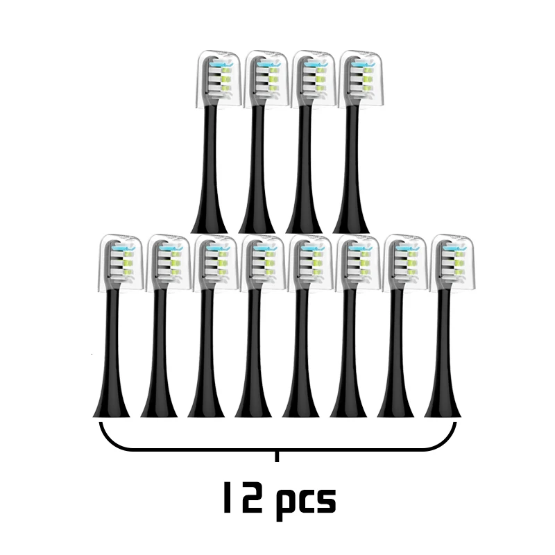 Soocas X3 X1 X5 Зубная щётка головки Ультразвуковая электрическая зубная щетка для Замены Зуба насадки для зубной щетки 2/4/8/12 шт - Цвет: black 12pcs