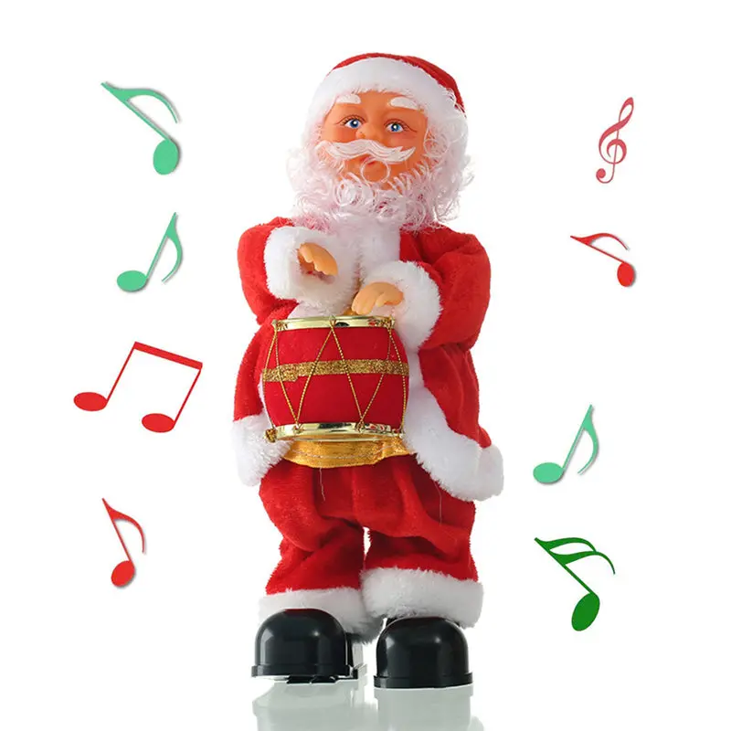 Креативный Рождественский Электрический Санта-Клаус, пение, танцы, музыкальный инструмент, новогодний подарок для детей, игрушка Navidad, Рождественский Декор U3 - Цвет: Оливковый