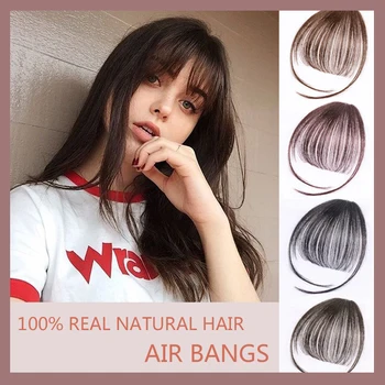 

MUMUPI Clip In Hair Bangs Hairpiece Synthetic Fake Bangs Hair Piece Clip In Hair Extensions 100% Real Natural Hair