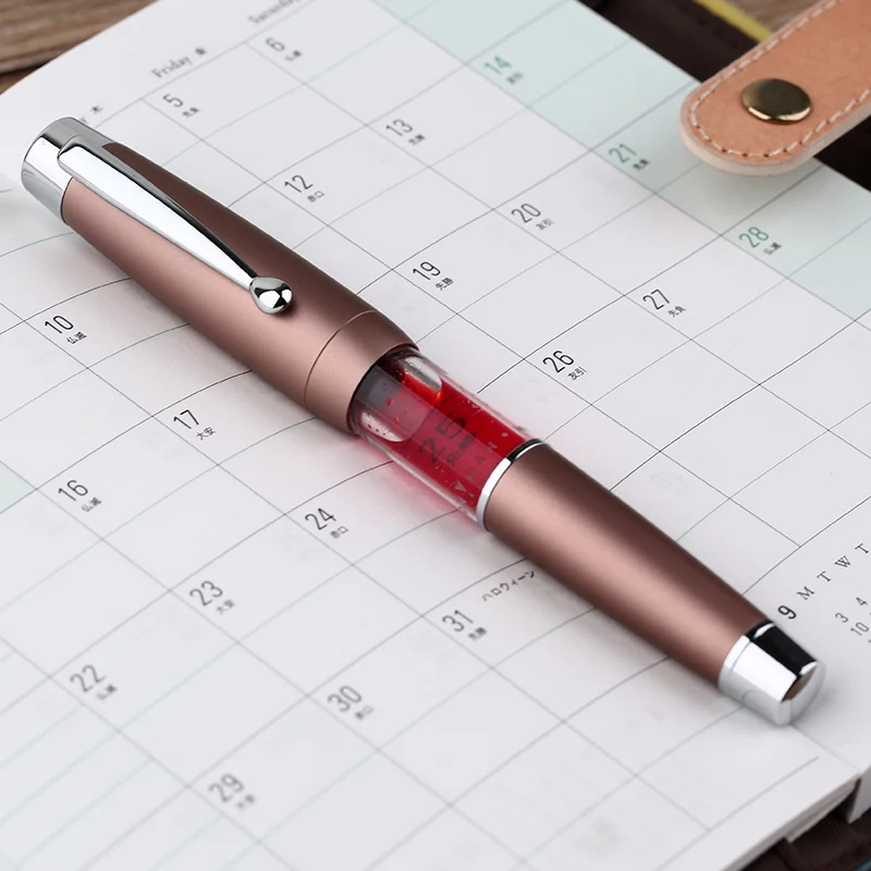 Moonman T2 Elastic Piston Fountain Pen Fine Nib Transparent Acrylic and Silver Alloy Gift Pen with Box