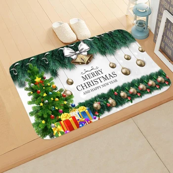 

Free Shipping Christmas Floor Mat Carpet Rug Flannel Doormat Non-slip Door Mat Kitchen Carpet Bathroom Mat Xmas Rug Tapete