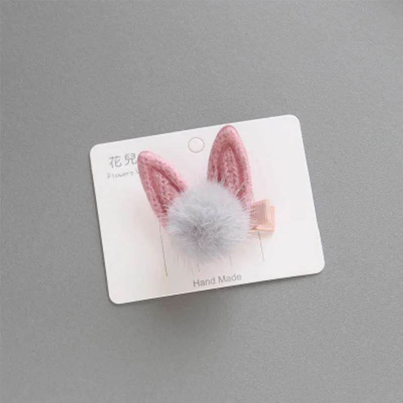 Hair Clip 11 Животный жемчуг 1 шт 5 цветов Длинные кроличьи уши эластичные резиновые кошачьи уши пушистые шарики заколки для волос Детская веревка для волос - Цвет: Hair Clip 11