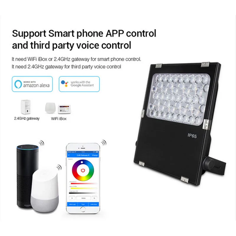 

MILIGHT 50W RGB+CCT LED Garden Light FUTC06 AC100~240V 50/60Hz 2.4GHz remote control and Smart Phone App Control