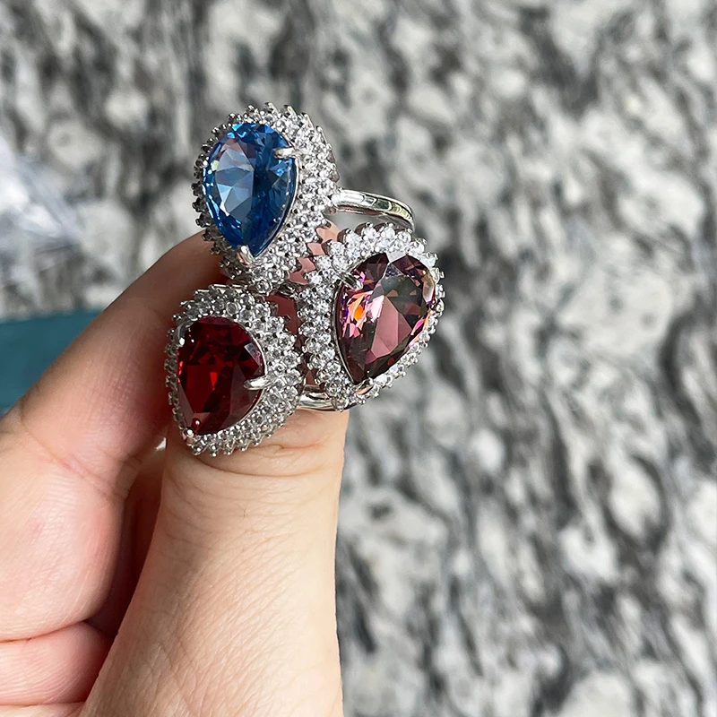 Acquista Anello Aperto Con Pavé Completo Di Zirconi Naturali Brillanti Kinel Per Gioielli Di - Foto 8