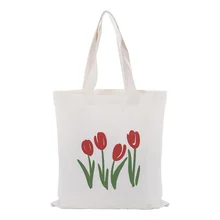 Сумка-тоут с цветочным принтом, тканевая сумка с логотипом, хозяйственная сумка, Экологичная многоразовая сумка для повседневного использования, рециркулирует текст, сделай сам