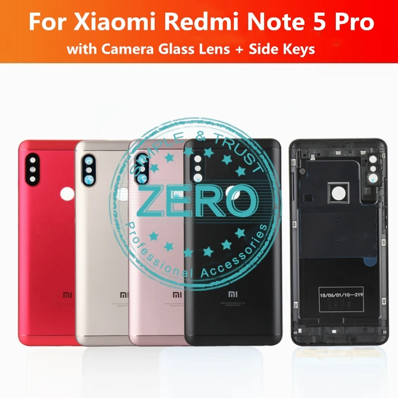 Для Xiaomi Redmi Note 5 Pro задняя крышка батарейного отсека металлическая алюминиевая крышка+ стекло для камеры+ боковые клавиши задний корпус сменный части
