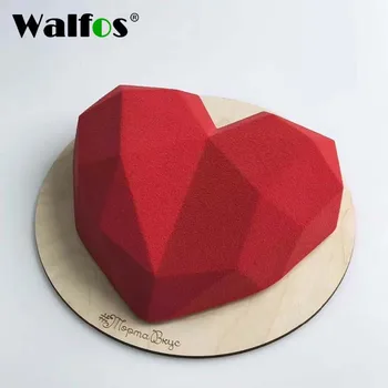 

WALFOS 3D Diamond Love Heart Dessert Cake Mould Pop Silicone Art Mold 3D Mousse Baking Pastry Silikonowe Moule Decoration