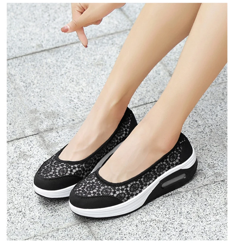 Плоская женская обувь с толстой мягкой подошвой обувь на платформе повседневные кроссовки обувь на воздушной подушке черные Лоферы размера плюс scarpe donna HVT629