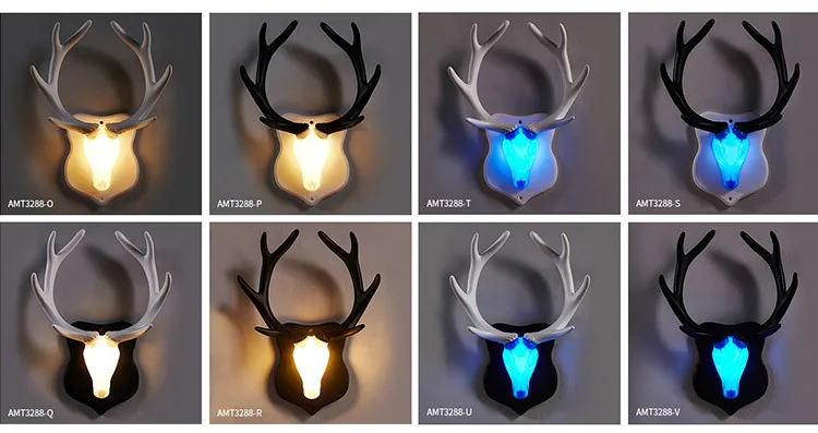 Kobuc Creative Decor TV Background Light Wall Surface Mounted Nordic 8 Types Deer Antler Wall Light LED Night Lights Bar Aisle