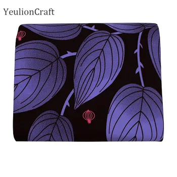 

Chzimade 1Yard Ankara African Real Wax Fabric Purple Color Leaf Polyester Batik Fabric For Dress Diy Sewing Materials
