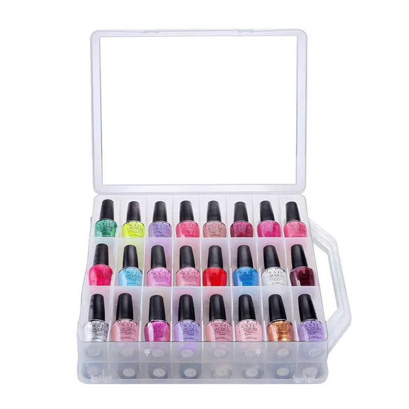 Portable Organizer Nail Polishes Plastic Box Storage Nail Polish 48
