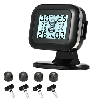 ワイヤレスタイヤ空気圧監視システム、防水ミニusb tpms 4センサー、合理的なモニター高再考液晶画面