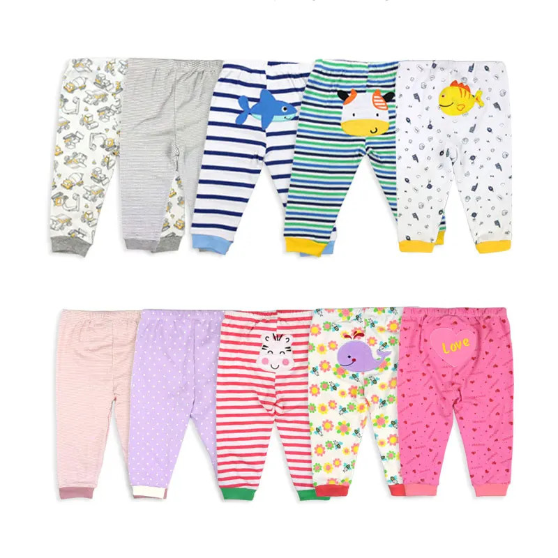 [2Pcs/lot Random Color]Elvesnest Baby Pants Cartoon Print Baby Leggings Cotton Newborn Boy Clothes Spring Autumn Toddler Pants
