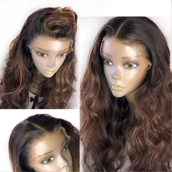 

Peruvian Highlight Body Wave Deep Part Transparent 13x6 Lace Front Wigs with Baby Hair 180Density Glueless Full Lace Wigs Remy