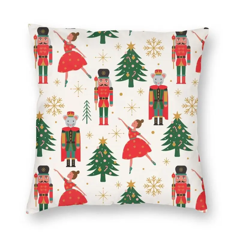 

Retro Nutcracker And Ballerina Sofa Cushion Covers Christmas Pattern Throw Pillow Case Square Pillowcase Home Decorative