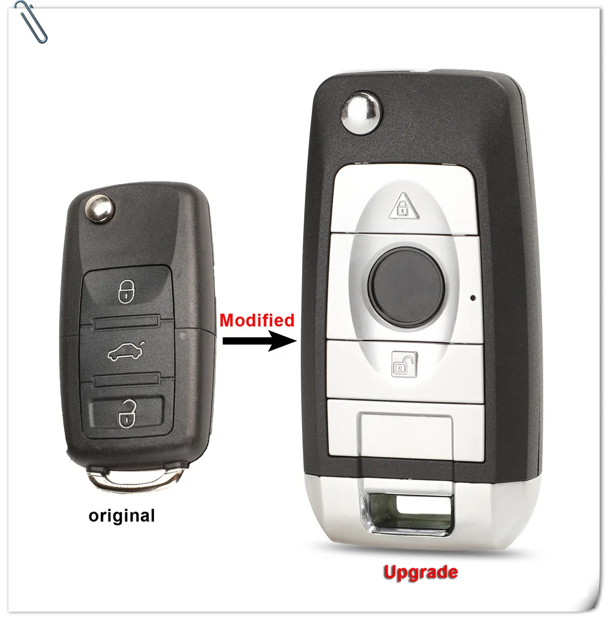 Keyforkess custodia a conchiglia chiave pieghevole a 3 pulsanti modificata a distanza per Volkswagen Vw Jetta Golf Passat Beetle Skoda Seat Polo B5 - H834bac19e5d04d5389e0736fdb951ca2j