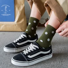 Милые женские носки, хлопковые Повседневные носки без пятки в горизонтальный горошек, женские забавные носки в стиле Харадзюку, высокое качество, новая мода