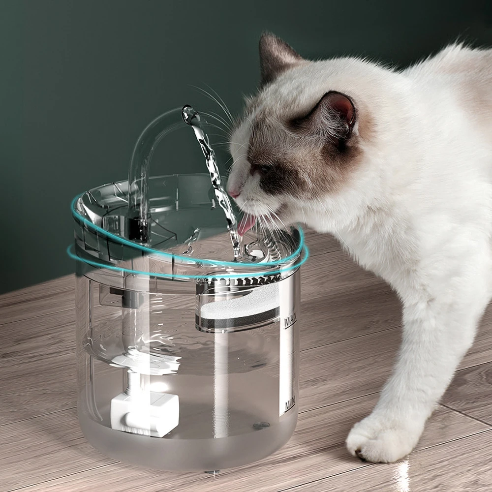 

New Multi Cycle Automatic Filtering Cat Water Dispenser 61OZ/1.8L Smart Pet Drinking Fountain No Leakage Easy to Use