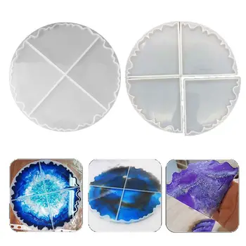 

2Pcs Silicone Interlocked Coaster Mold Irregular Cup Bowl Mats Epoxy Resin Molds Geode Agate Slice Molds Art Crafts Tool