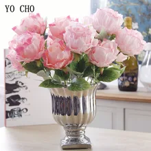 YO CHO Свадебный букет цветов букет невесты Искусственный шелк цветок 7 голов пион Розовый офисный домашний декор свадебные принадлежности