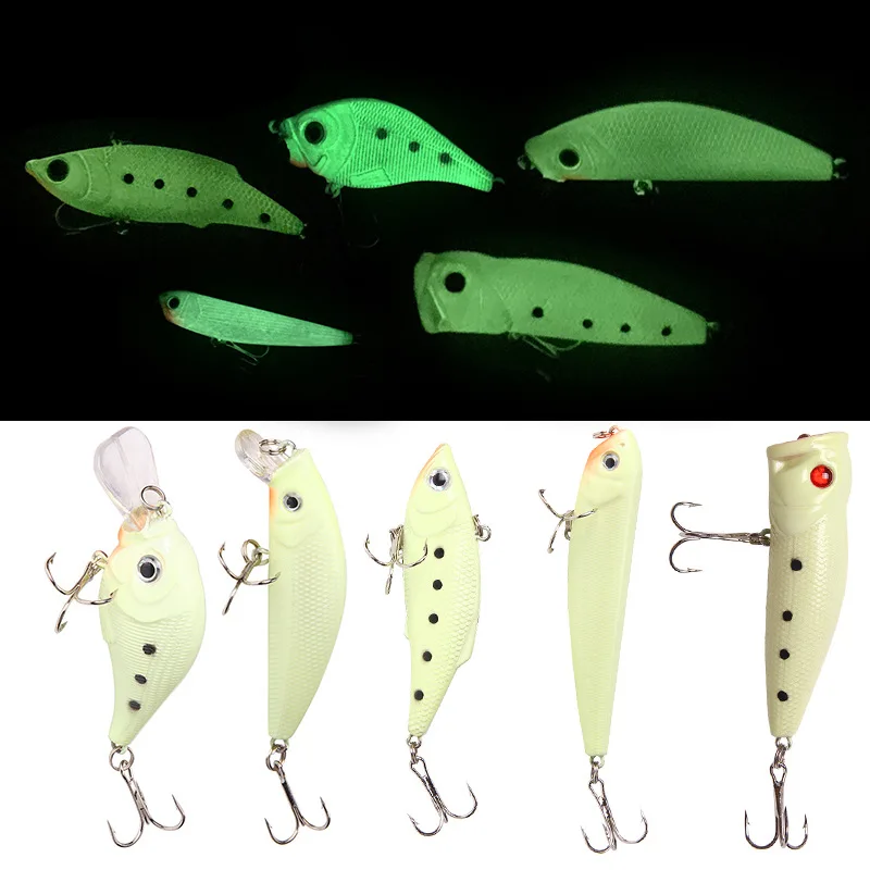 

1pcs Whole Body Noctilucent Bait Luminous Crankbait Pencil Vib Minnow Poppers Fishing Lure Weights 7.6-10.7g Fishing Lures 2020