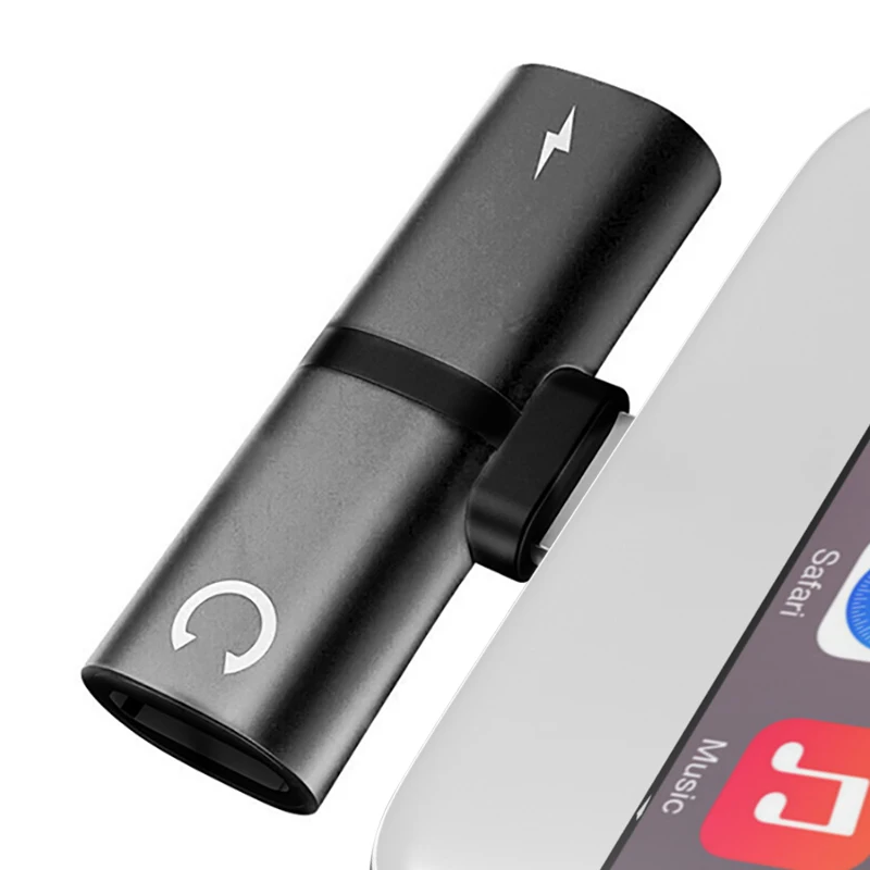 ! ACCEZZ iphone X 8 용 휴대 전화 어댑터 7 XS MAX XR 이중 조명 AUX 분배기 이어폰 오디오 고속 충전 청취 어댑터