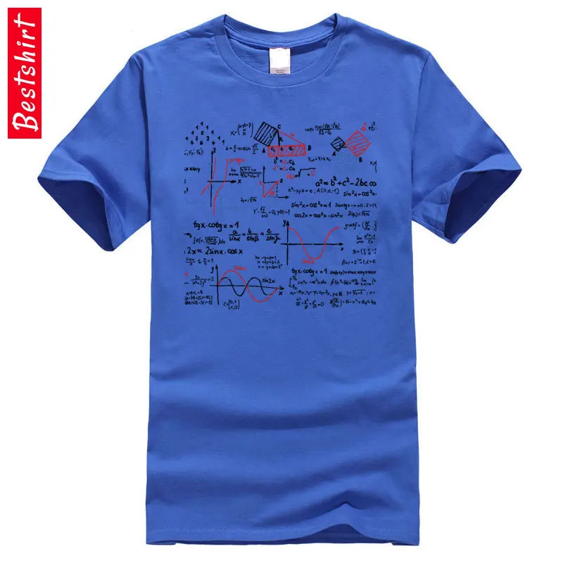 O-Neck MathMathematicsFormulasNumbers 100% Cotton Men T-Shirt Normal Short Sleeve Tops Shirt New Coming Group T-shirts MathMathematicsFormulasNumbers blue