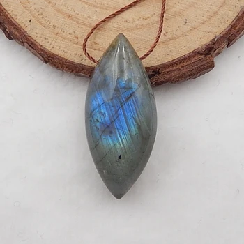 

Natural Labradorite Fashion Olive pendant，33x14x12mm，7.7g