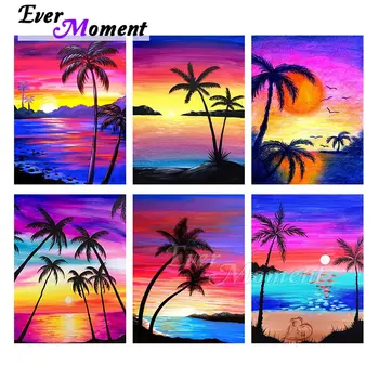 

Ever Moment Diamond Painting Colorful Coconut Tree Art Handcraft Full Square Drill Embroidery Handmade Home Decoration 3F2414