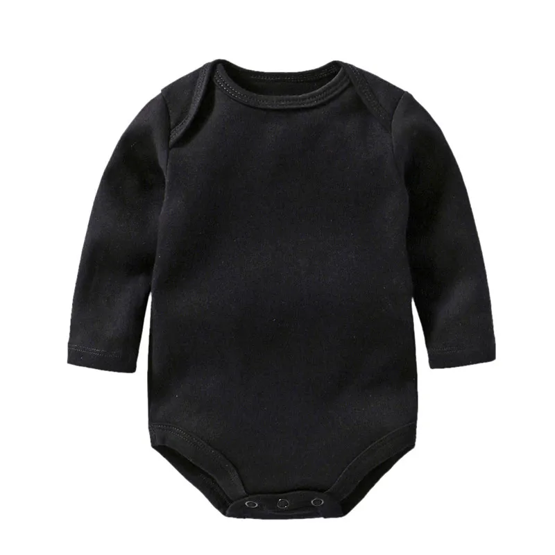 Зимняя одежда для маленьких девочек; комбинезон для новорожденных; Одежда для мальчиков; одежда для малышей; детский хлопковый комбинезон с длинными рукавами; костюмы для младенцев - Цвет: Черный