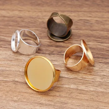 

20 Pieces/Lot 16/18/20/25mm Adjustable Ring Settings Blank Round Cabochon Base Copper Jewelry Accessories