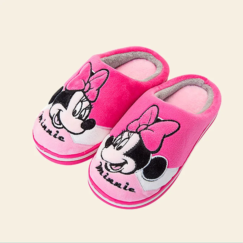 Disney/домашние тапочки из хлопка с рисунком Минни; теплые домашние Нескользящие тапочки; мягкая теплая обувь; обувь для мальчиков и девочек; сезон осень-зима - Цвет: D