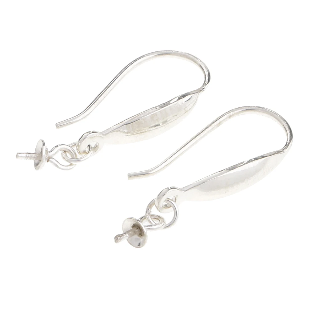 2x 925 Sterling Silver Flower Ear Wire Hooks Earring Findings Jewelry Beads