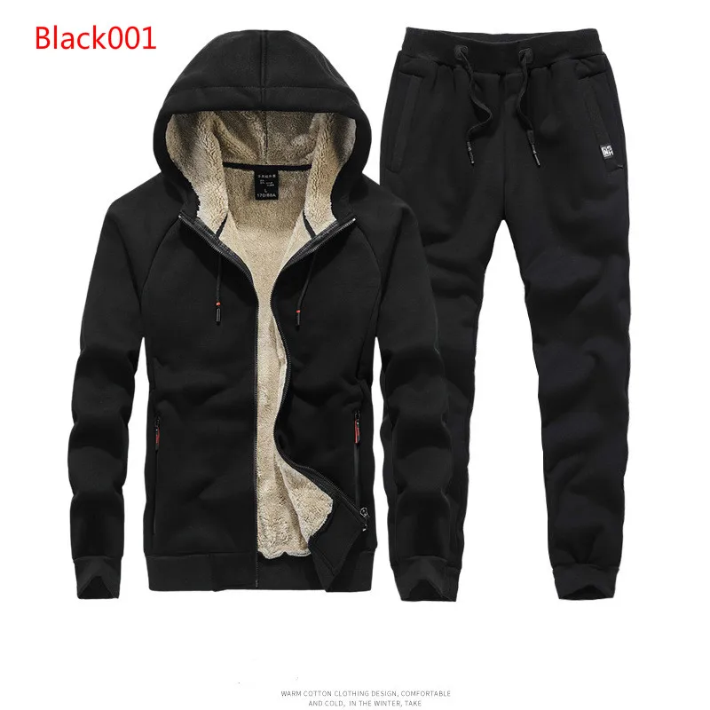 Cheap Casual Sports Sweatsuit Winter Men Sweat Suit Plus size 6XL 7XL 8XL Hooded Tracksuit Male Thick Zipper 2 PCS Men Sets Cashmere