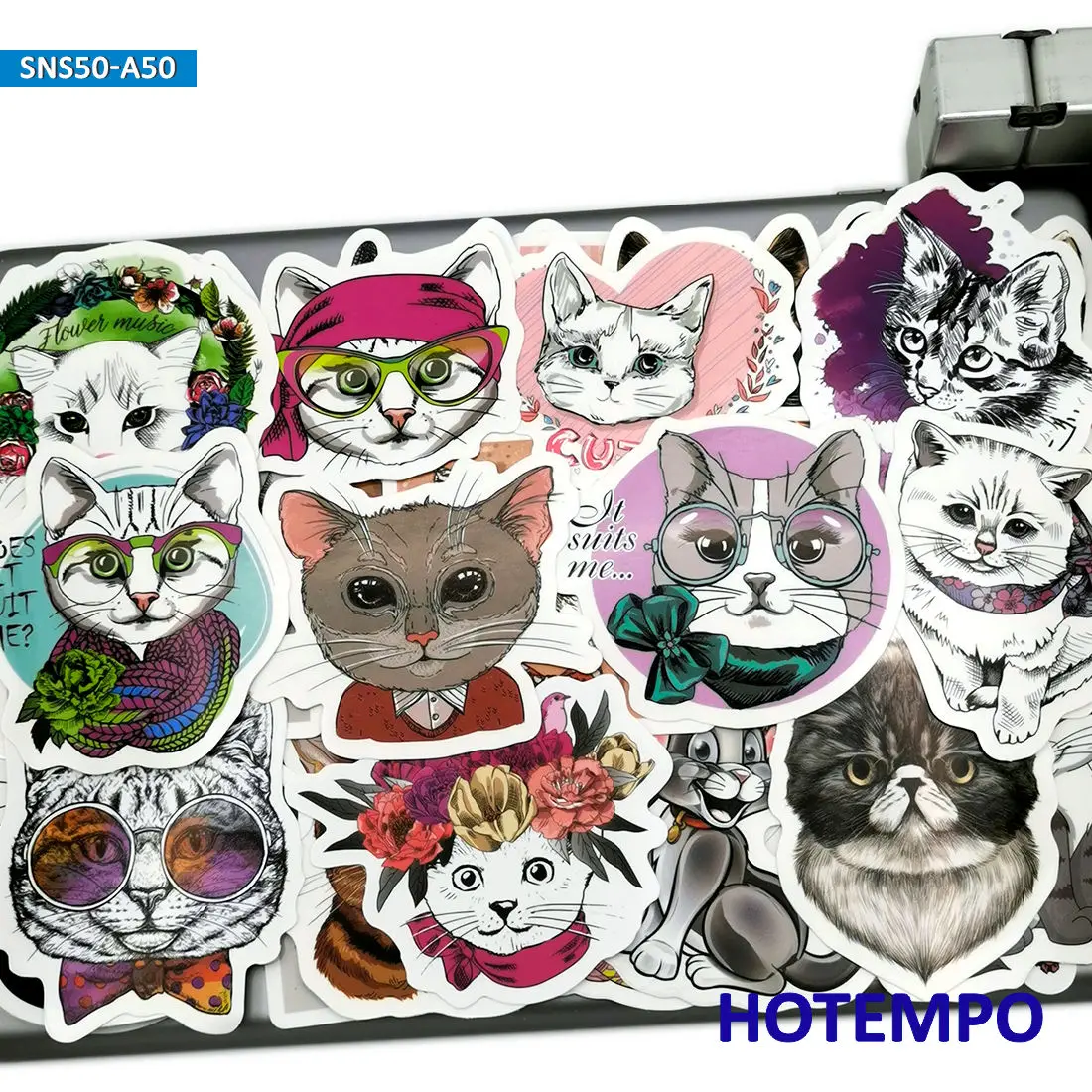 50 шт. милые Мультяшные кошки смешанные котенки домашние питомцы наклейки для