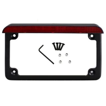 

Motorcycle Aluminum License Plate Frame with LED Tail Brake Light Universal Rear Tail Light License Frame