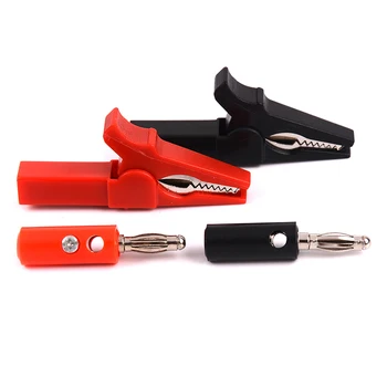 

4Pcs 55MM Alligator clip + BANANA PLUG Test probe with 4mm Banana Plug Cable Clips Alligator clips for pure copper battery