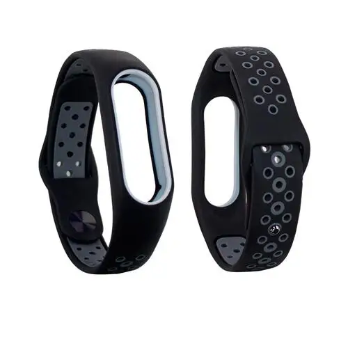Спортивный силиконовый ремешок для часов mi band 2, ремешок для браслета mi band 2, Разноцветные сменные браслеты, аксессуары - Цвет ремешка: Black gray