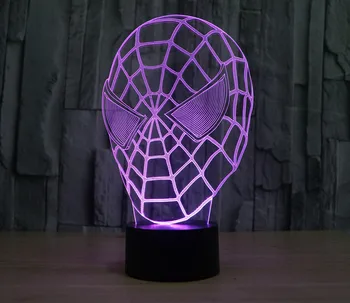 

Spiderman Head 3D LED RGB Night Light 7 Color Change Desk Light Action Figures 2915 Kids Home Christmas Toys