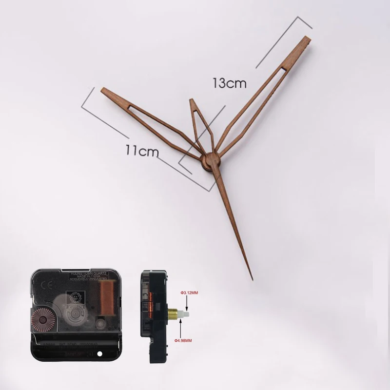 Clock Movement with Wooden Hands for 3D Wall Clock Step Mechanism часы настенные Walnut Wood Needle Quartz Clock Replace Parts 