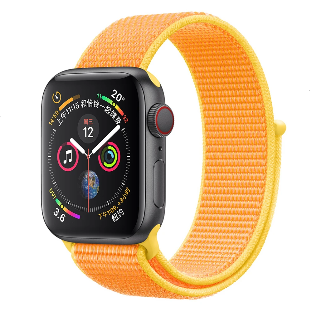 Canary Yellow Нейлоновый ремешок для Apple Watch series 5 44 мм iwatch 42 мм ремешок 38 мм 40 мм iwatch sreies 4 3 2 pulseira браслет ремешок для часов - Цвет ремешка: Canary Yellow