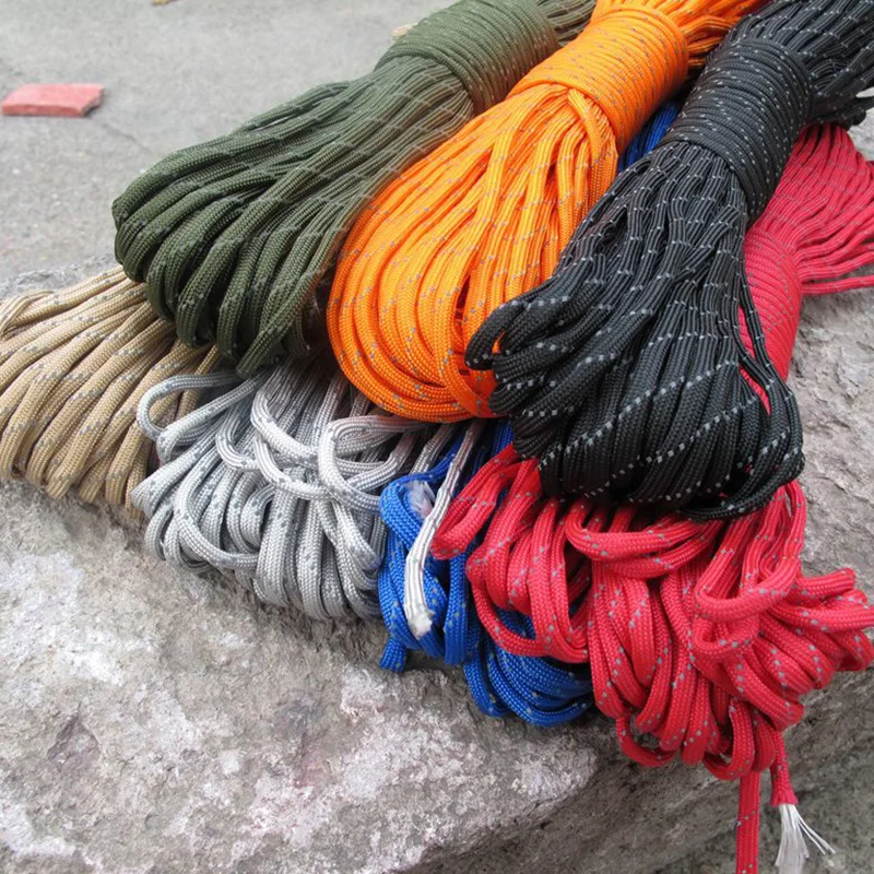 High Reflective 9-cores 550 Military Standard Paracord 100FT Paratrooper Rope lifeline survival rope outdoor escape tent rope