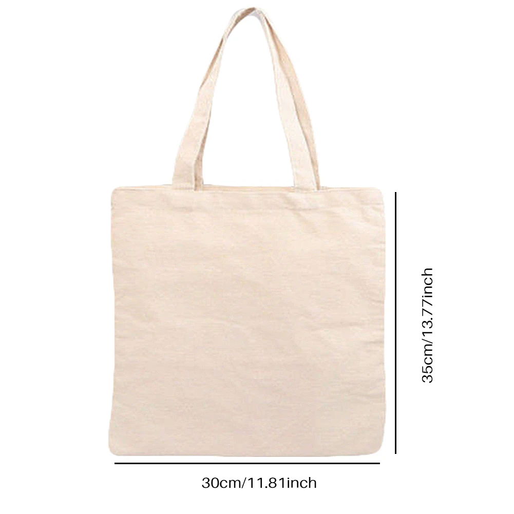 Beige Canvas Shopping Bags Eco Reusable Foldable Shoulder Bag Large Handbag Fabric Cotton Tote Bag For Women Shopping Bags