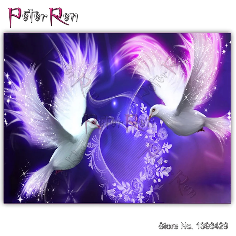 Diamond Mosaic Painting Animal bird heart Full Resin Rhinestone Cross Stitch Embroidery Love peace dove Home Decor gift | Дом и сад