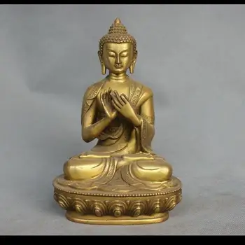 

zhmui880070238<<<11.8'' China Tibet Shakyamuni Buddha Bronze Brass Statue Figurine