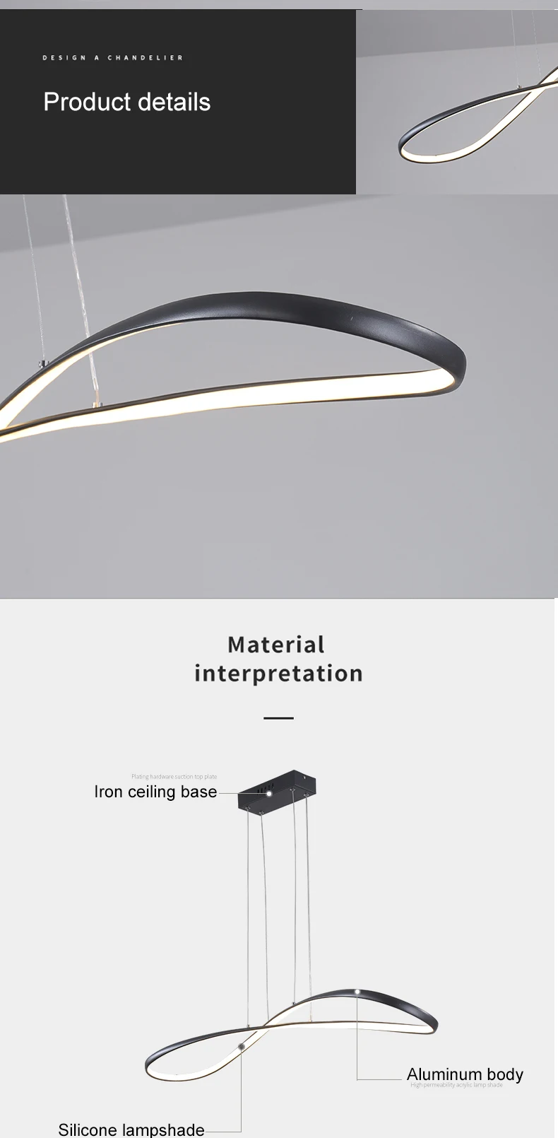 New Modern led Chandelier for dining room kitchen Room Home Deco Hanging Chandelier 90-260V Matte Black/White Finished