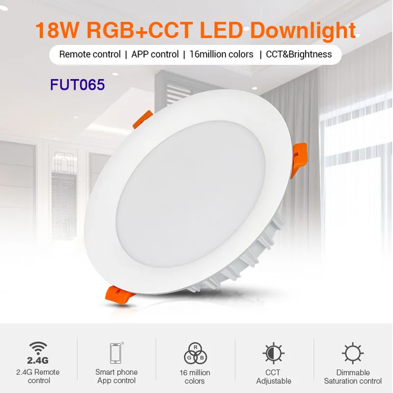 

Miboxer LED Downlight 18W RGB+CCT FUT065 AC 100V-240V Round Brightness adjustable LED Ceiling Downlight