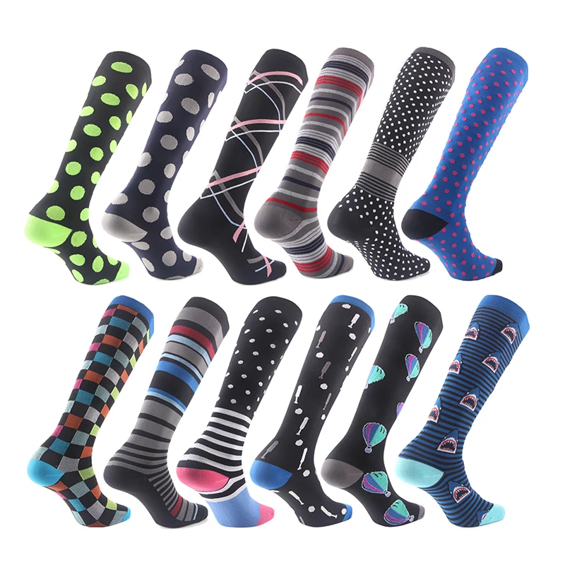 HUAYA Compression socks men women running travel stockings Leg pressure cotton stripe line Casual Running Flight Travel Footwear | Мужская