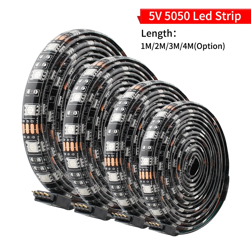 RGB Tape 1M 2M 3M 4M 5M Waterproof 5050 5V Tiras LED Light neon lamp ape USB Flexible Strip Music Led Ribbon Tape TV Black Light
