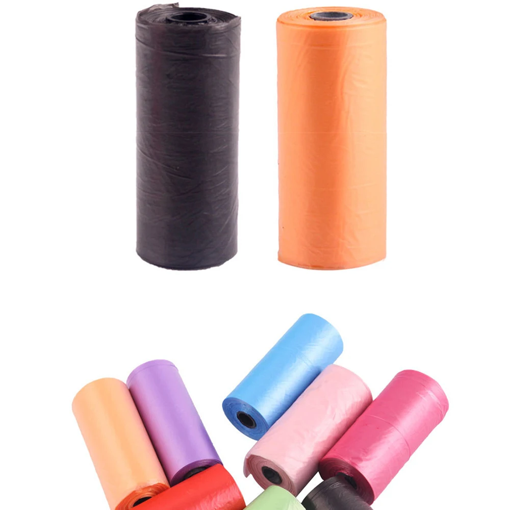 15pcsRoll Dog Poop Bag Pet Pick Up Plastic Garbage Bags Thick Convenient Outside Toilet Clean Waste Trash Bag Garbage Dispenser (9)